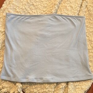Light Blue Ribbed Strapless Top